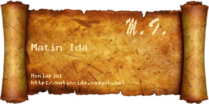 Matin Ida névjegykártya